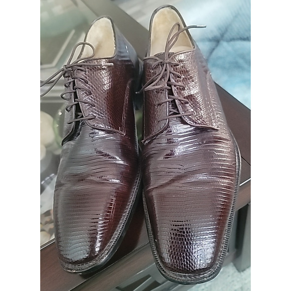 Belvedere Studio Men' s Genuine Teju Lizard Derby 9 Choc Brown - Picture 1 of 15